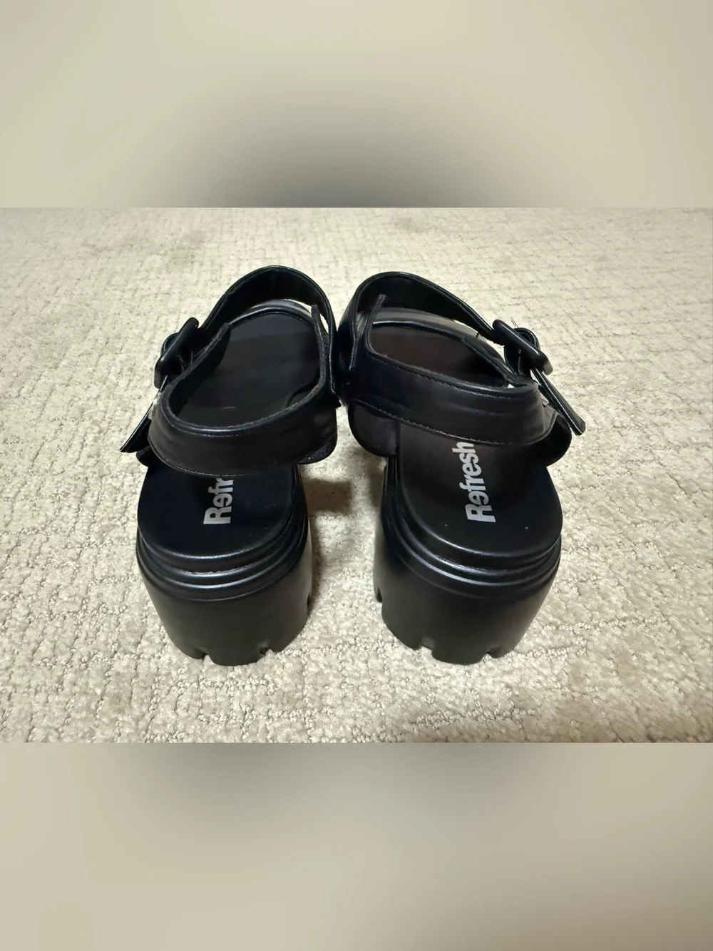 Refresh Women's Black Chunky Platform Sandals - Lightweight - BOGO